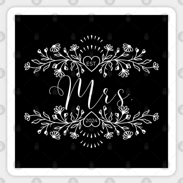 Mrs. Est. 2024 Sticker by Janickek Design